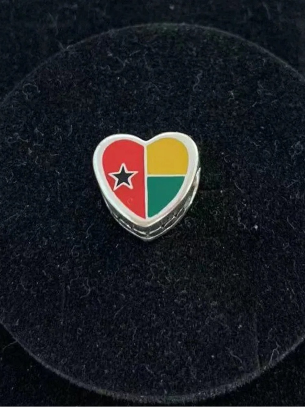 Pandora Heart Enamel Charm in Red, Yellow & Green with Black Star
